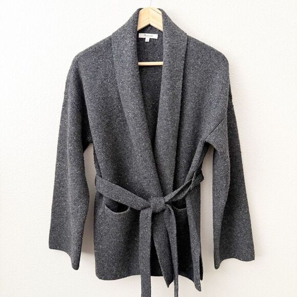 MADEWELL | Donegal Tie-Waist Cardigan Sweater "Thunder" Gray Wool Blend | Medium - Picture 3 of 9